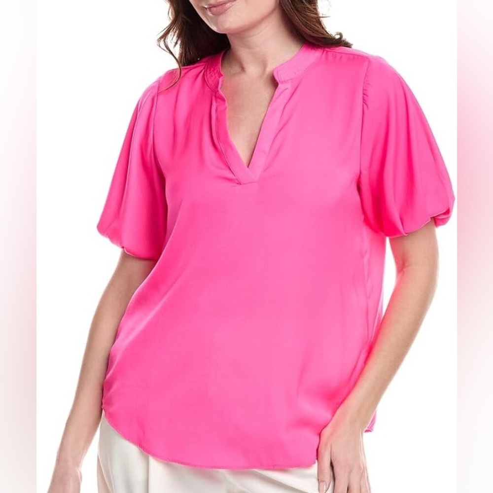 NWT Vince Camuto 1/4 Pink Puff Sleeve Blouse XS